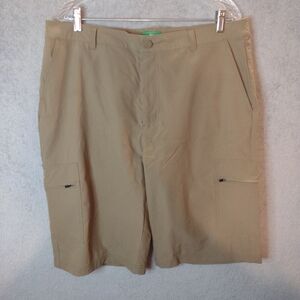 Mens Dip Cargo Shorts Zip Pockets Peanut Butter Color Sz 38 Really Nice